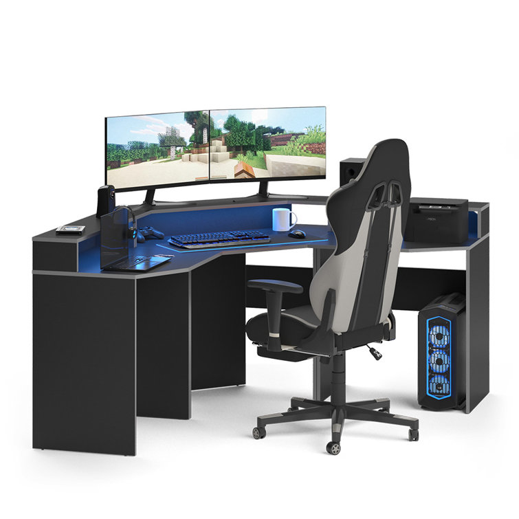 Brayden Studio Furniture 5355 Computer Desk Black/Gray Set 1 Wayfair